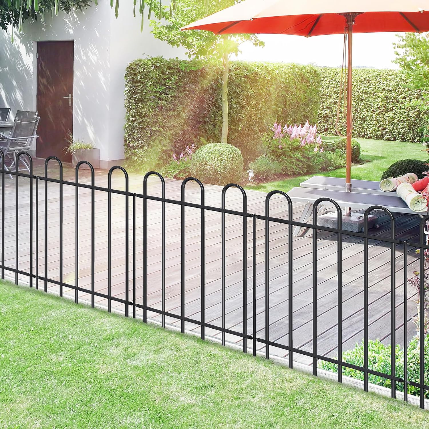 Metal Garden Fence 30 in H x 16 ft L, No dig Garden Border Yard Fencing, Dog Fence Outdoor