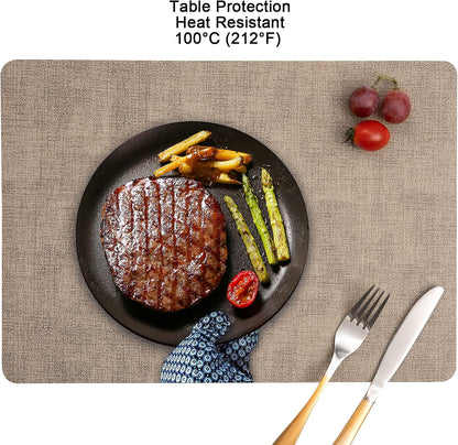 Myir JUN Placemats Dual Sided, Faux Leather Place Mats Set of 6 Indoor Placemat for Dining Table