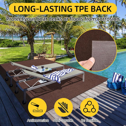 Marine Carpet,5 FT x 25 FT Brown Indoor Outdoor Carpet 0.2" Thick Boat Carpet with Water-Proof TPE