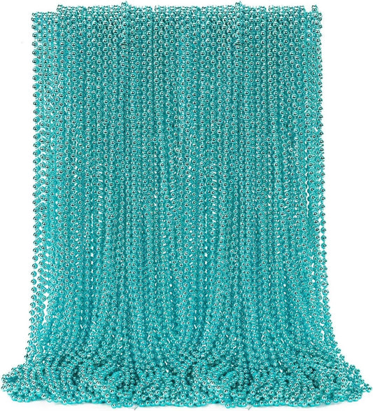 50PCS Mardi Gras Beads, Metallic Blue Bead Necklace Party Favors, 33" Mardi Gras Necklace Stuff