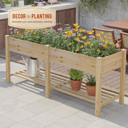 GHWIE Raised Garden Bed with Legs Elevated Wood Planter Box for Planting Vegetables Flowers Garden