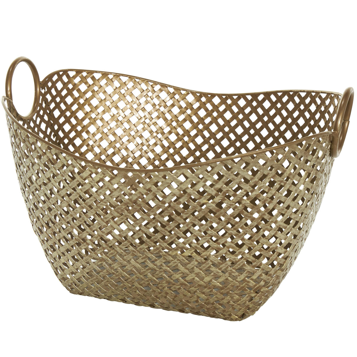 Deco 79 Metal Handmade Decorative and Functional Storage Basket Woven Inspired Basket Organizer