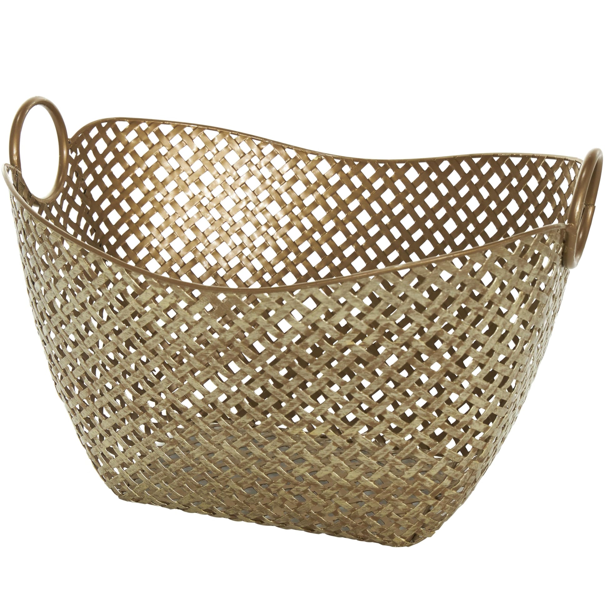 Deco 79 Metal Handmade Decorative and Functional Storage Basket Woven Inspired Basket Organizer