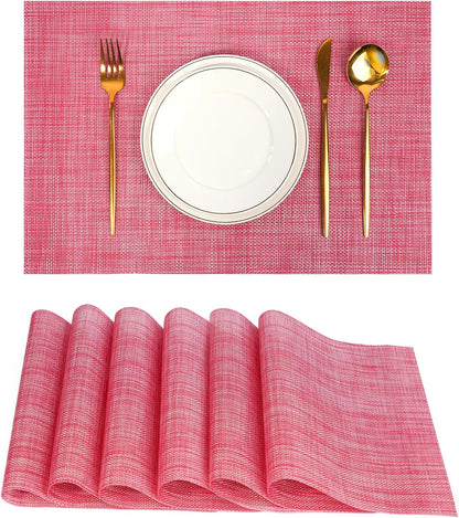Placemats Set of 6，Non-Slip PVC Weave Table Mats Easy to Clean，Heat Resistant Place Mats for