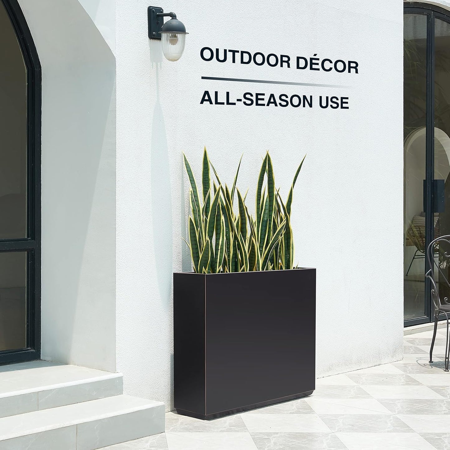 Metallic Heavy Planter for Outdoor Plants, 38Lx10Wx30H Inches Tall and Long Metal Divider Planter