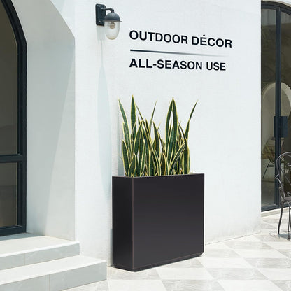 Metallic Heavy Planter for Outdoor Plants, 38Lx10Wx30H Inches Tall and Long Metal Divider Planter