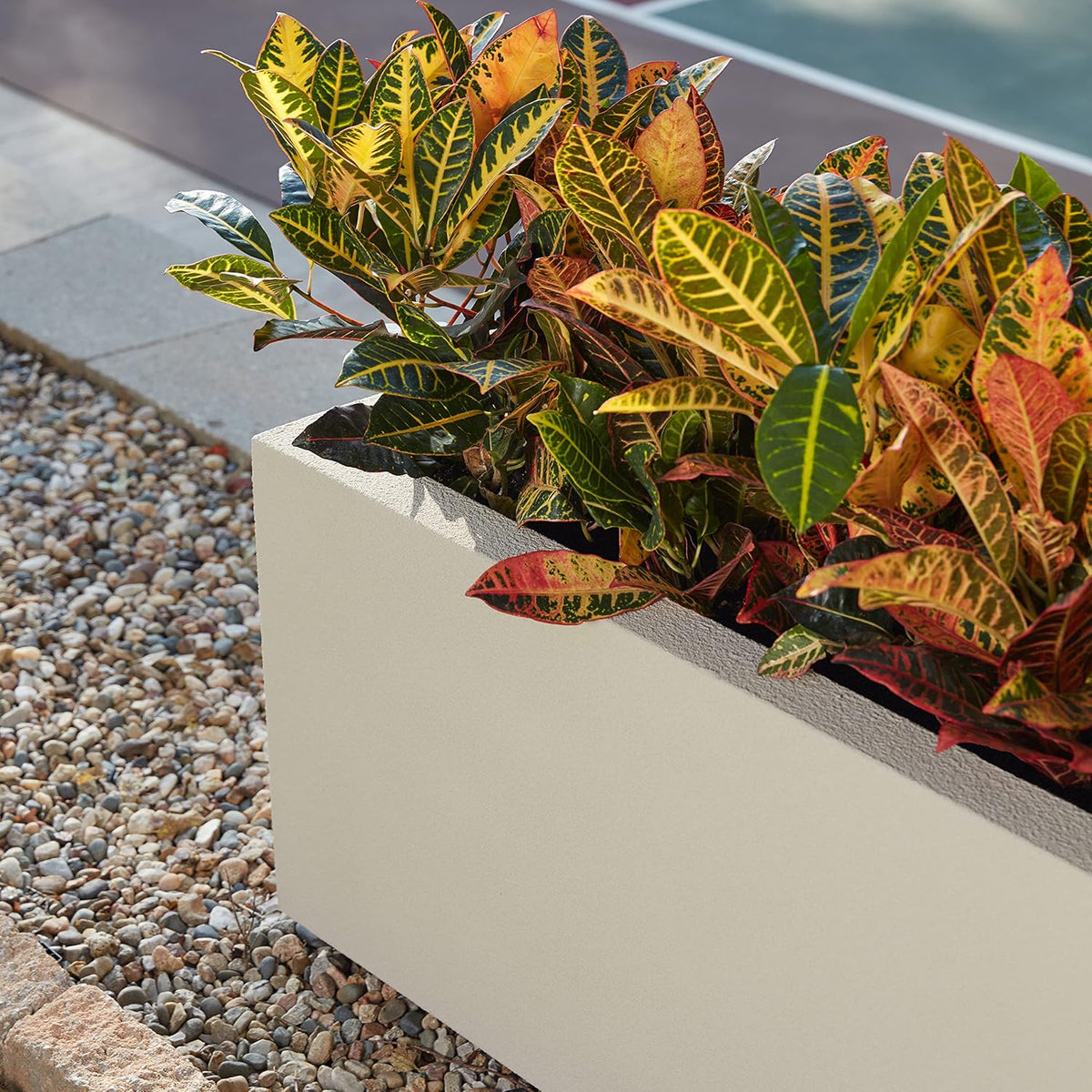 PolyStone Milan Tall Modern Outdoor/Indoor Rectangular Trough Planter, 46" L X 17" W X 19" H