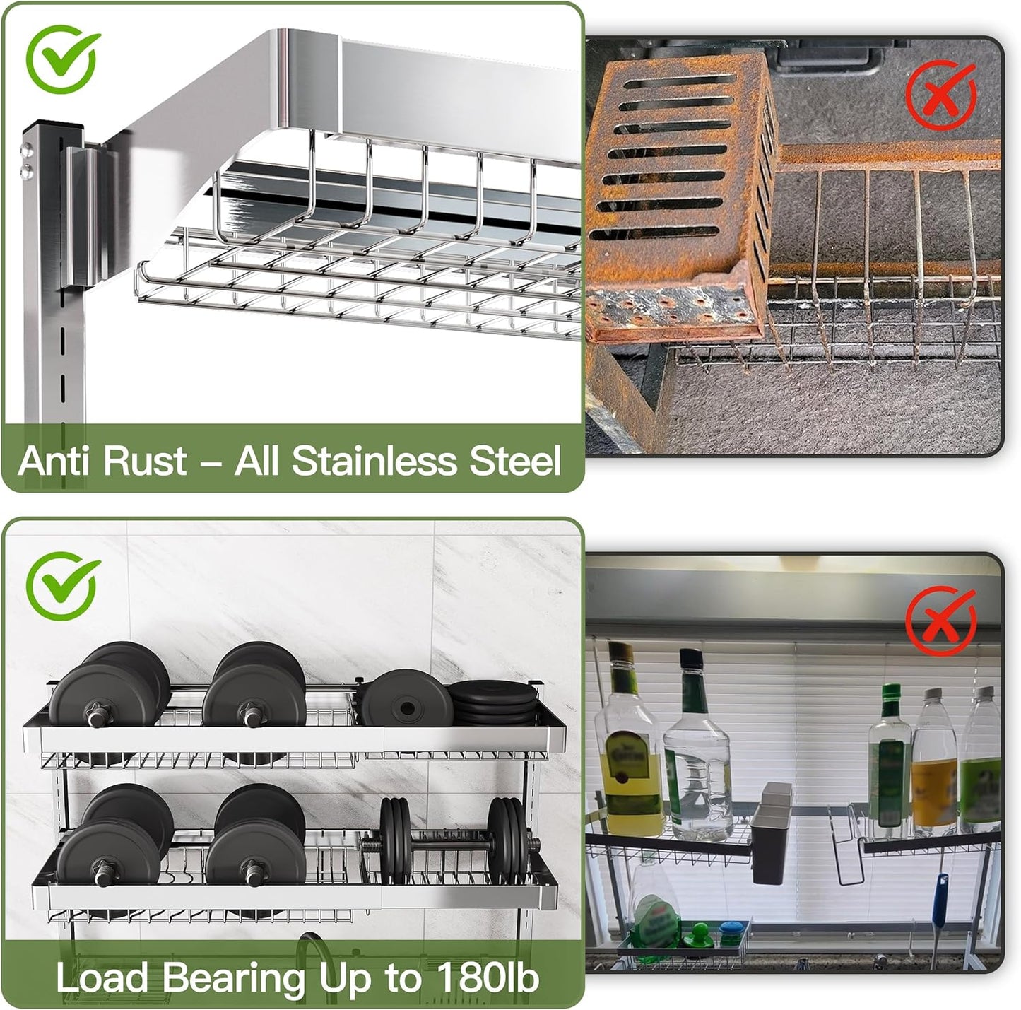 3 Tier Extra Large Stainless Steel Expandable Over The Sink Dish Drainer Drying Rack, Rust Proof