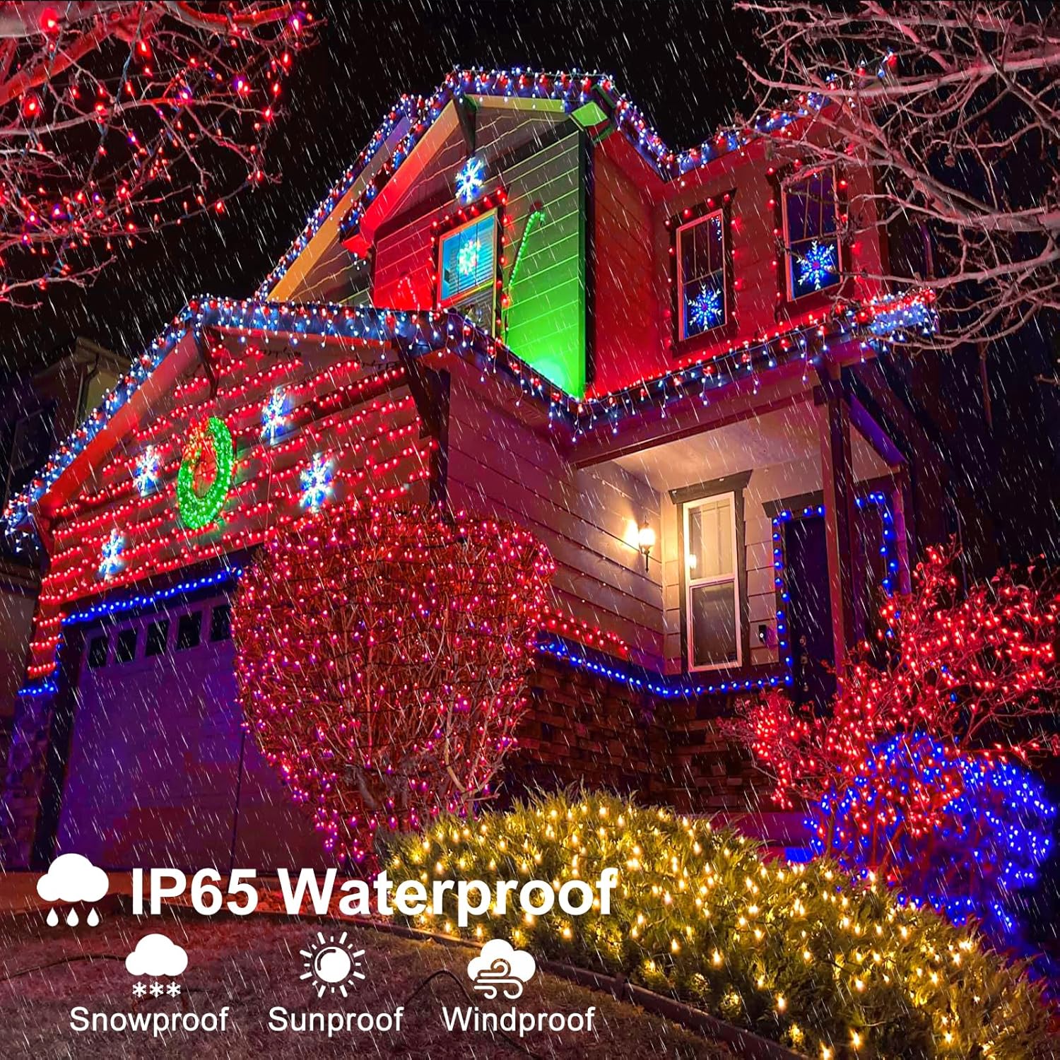 2 Pack Christmas Lights Outdoor, Total 200FT 600LED Christmas String Lights with 8 Modes