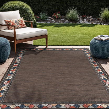 Beverly Rug Outdoor Rug 6x9 Modern Bordered Area Rugs for Indoor and Outdoor Patio Easy to Clean