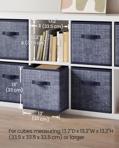 SONGMICS Storage Cubes, 13-Inch Non-Woven Fabric Bins with Double Handles, Set of 6, Closet