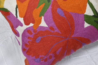 Floral Bloom Pillow Cover | Suzani Accent Pillowcase | Flower Accent Cushions | Hand Embroidered
