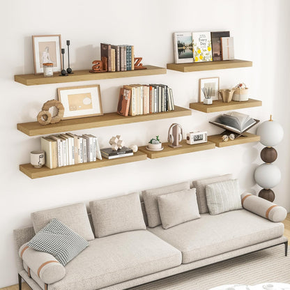 RICHFOCUS 55Inch Floating Shelves for Wall 2 Pack Shelves for Bedroom|Kitchen|Bathroom Wall Mounted