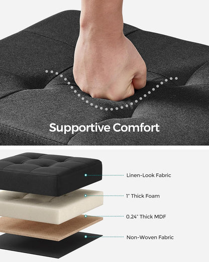 SONGMICS Storage Ottoman, Small Ottoman Foot Rest with Legs, 12.6 x 15.8 x 13.2 Inches Foot Stool