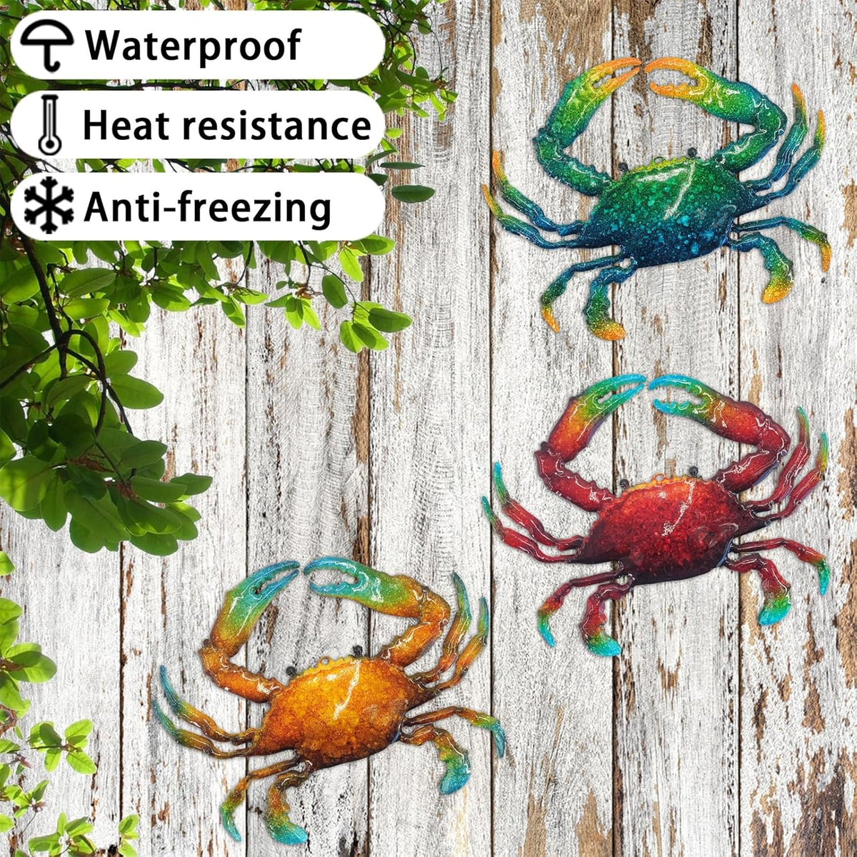 John's Studio Metal Crab Sea Wall Decor Outdoor Garden Hanging Art Sculptures Home Ocean Theme