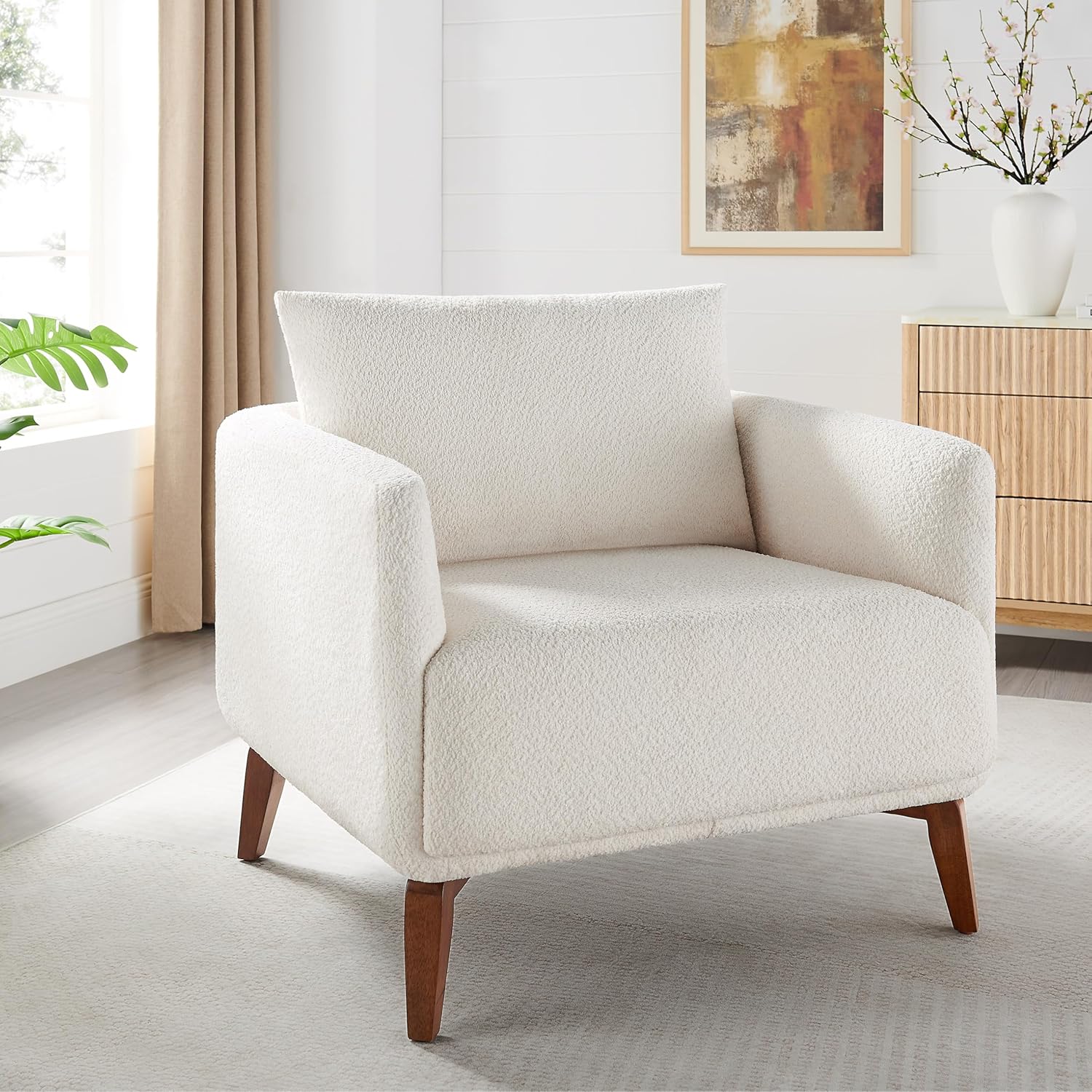 Oversized Accent Chair Modern Boucle Armchair for Living Room- 37" Wide Accent Chair with Solid