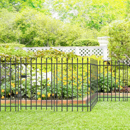 Metal Garden Fence with Gate 36 in H x 10 ft L, 1 Gate + 4 Panels Border Fence Panels Animal