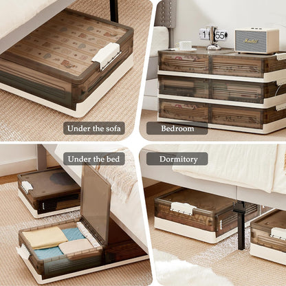 VECELO Under Bed Storage with Wheels, 2 Pack Stackable Under Bed Storage Containers, Underbed