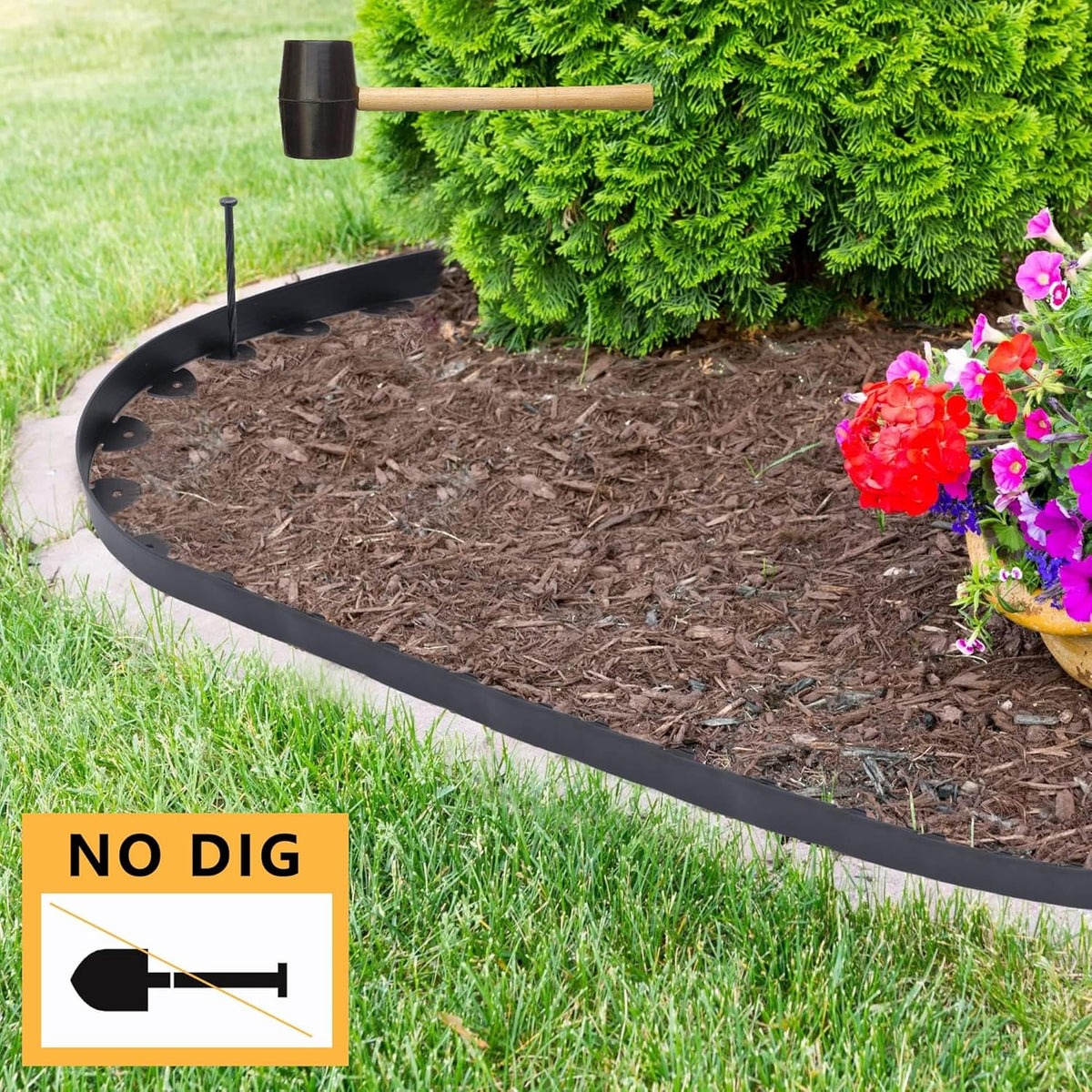 No Dig Landscape Edging Kit 60FT 2IN Tall with Scissors, Heavy Duty PP Material Garden Edging with