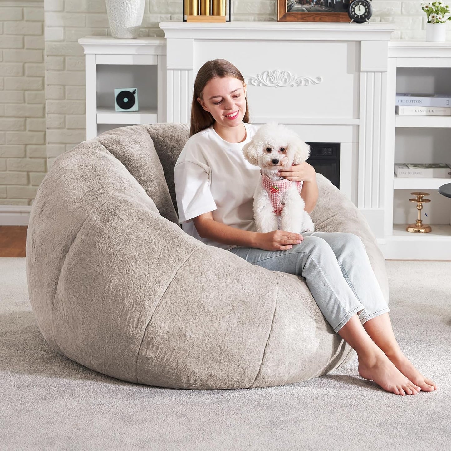 Hobestluk Bean Bag Chairs Large Bean Bag Couch for Adults Stuffed Sofa Chair Comfy Giant Bean Bag