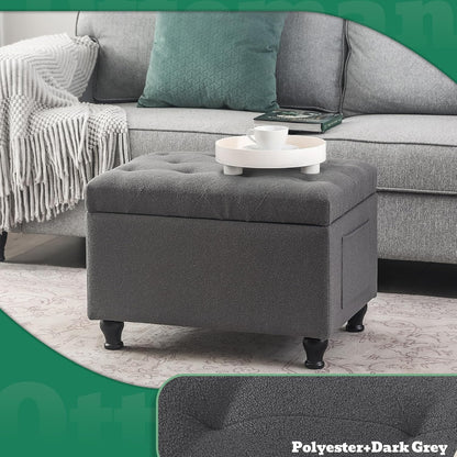 Ottoman with Storage 24'' Storage Ottomans Fabric Ottoman Footstools Small Upholstered Foot Rest