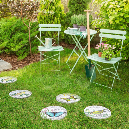 Sungmor 3PC Pretty Garden Stepping Stones, 9.5" Large Concrete Decorative Stones with Beautiful