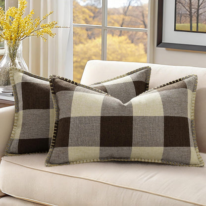 decorUhome Buffalo Plaid Check Throw Pillow Covers 12x20 Set of 2, Outdoor Lumbar Decorative