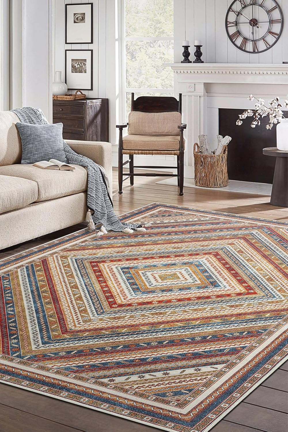 Keen Home Design 6x9 Rug - Machine Washable Area Rug with Non-Slip Backing, Ideal for Living Room