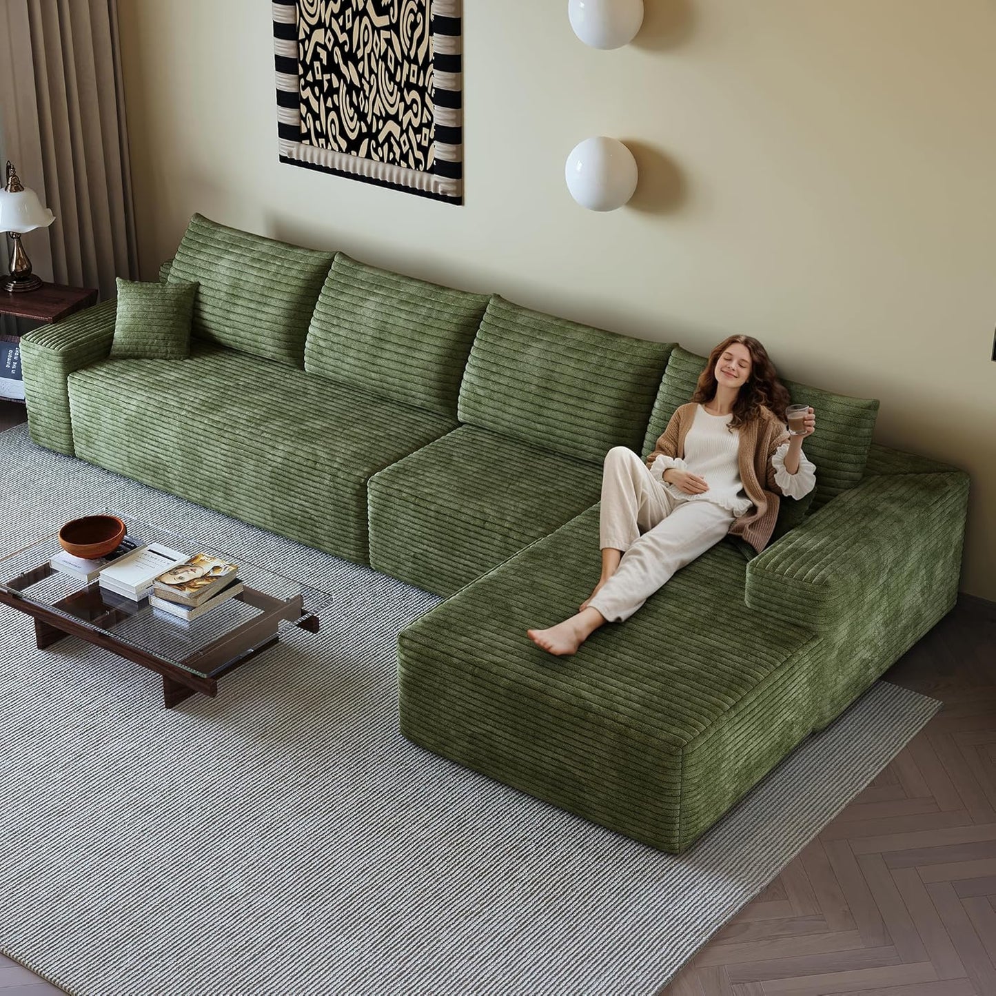 136" Sectional Couches for Living Room Modern Modular Sofa with L-Shape Couchs Upholstered Boneless