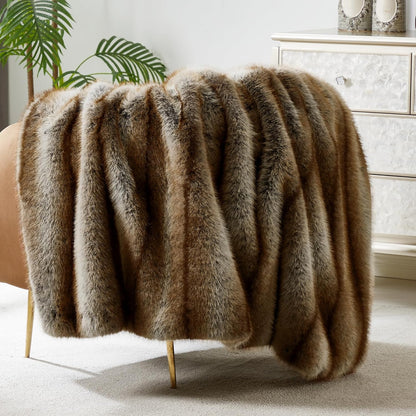 DREAMNINE Premium Luxury Fuzzy Animal Skin Faux Fur Throw Blanket 50" x 60", Double Sided Soft Long