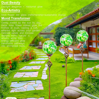 Garden Solar Lights, Decorative LED Honeycomb Glass Ball Garden Stake, Glass and Metal Outdoor