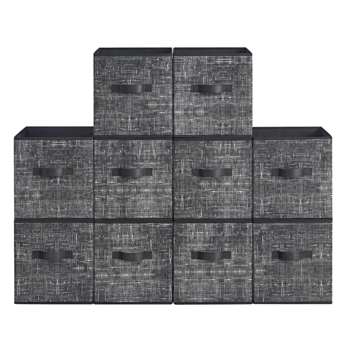 SONGMICS HOME Foldable Storage Cubes Set of 10, Fabric Shelf Organizer Bins with Handles, Closet