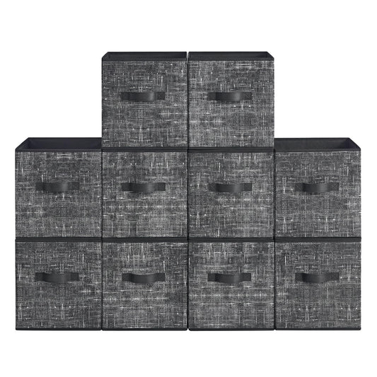 SONGMICS HOME Foldable Storage Cubes Set of 10, Fabric Shelf Organizer Bins with Handles, Closet