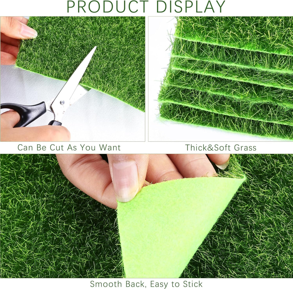 Elcoho 12 Pieces Fake Grass for Crafts Fairy Garden 6 x 6 Inches Artificial Garden Grass for