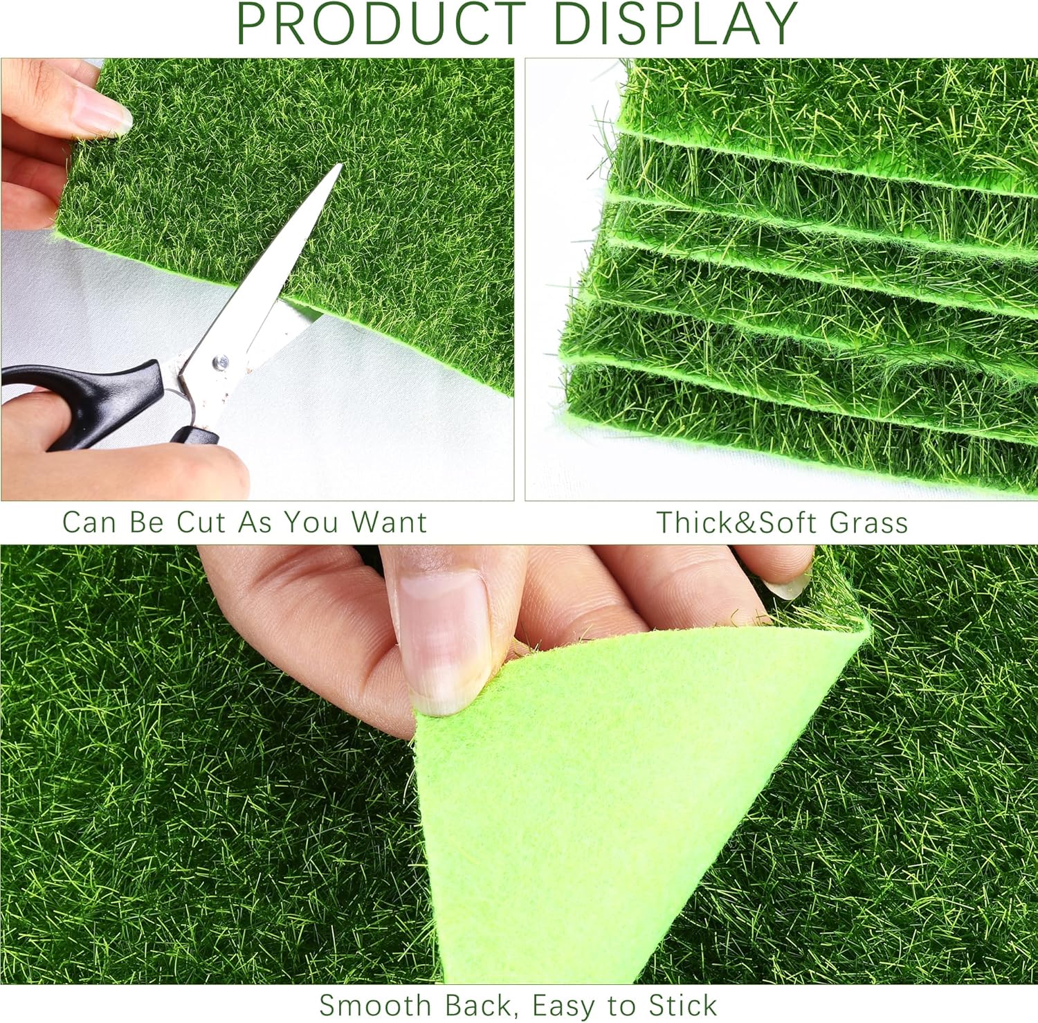 Elcoho 10 Pieces Fake Grass for Crafts Fairy Garden 6 x 6 Inches Artificial Garden Grass for