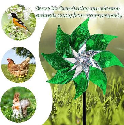 Hausse 10 Pack Reflective Pinwheels Holiday Decor, Extra Sparkly Wind Sculptures for St. Patrick's