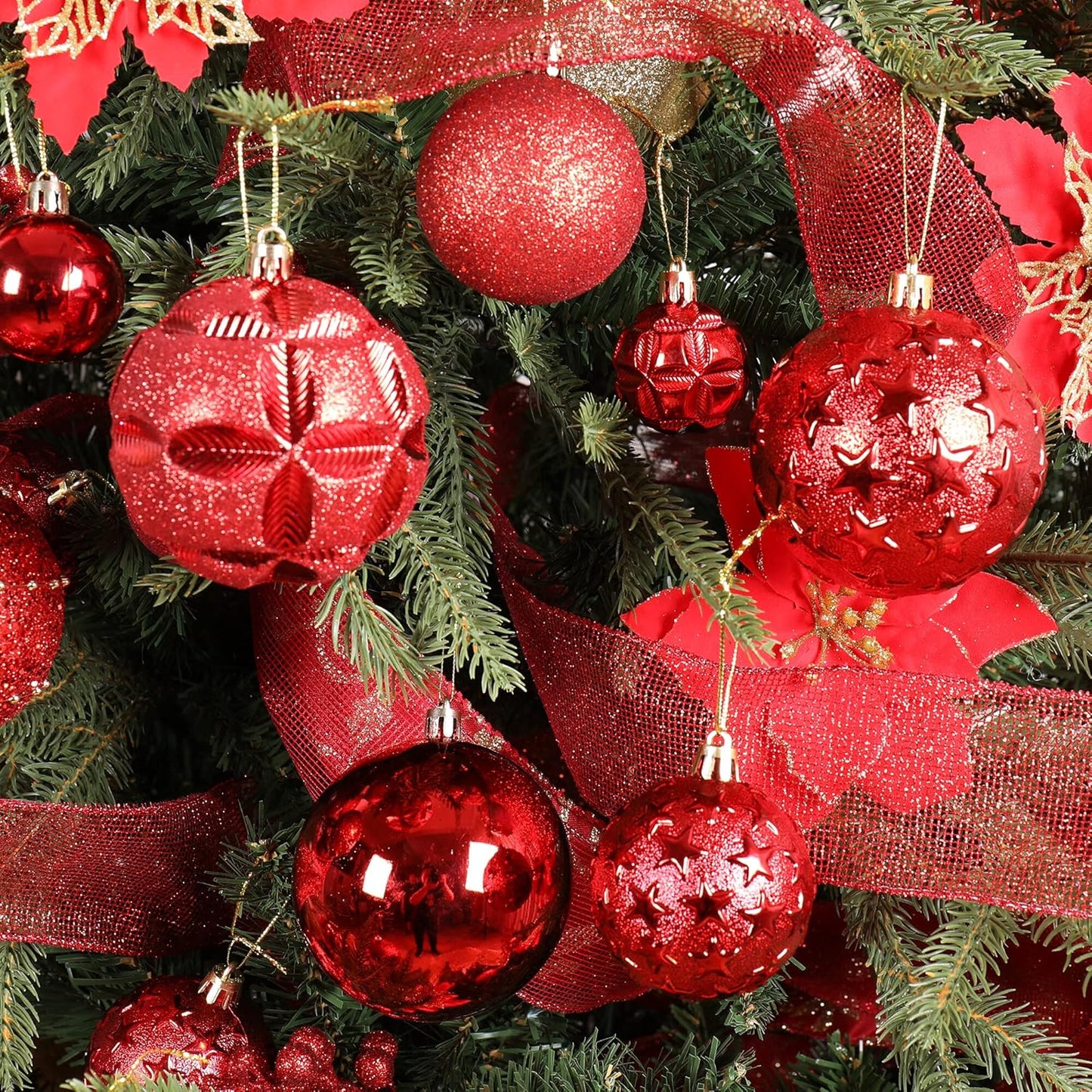 87ct Christmas Ball Ornaments Set Shatterproof Seasonal Hanging Decorations with Reusable Hand-held