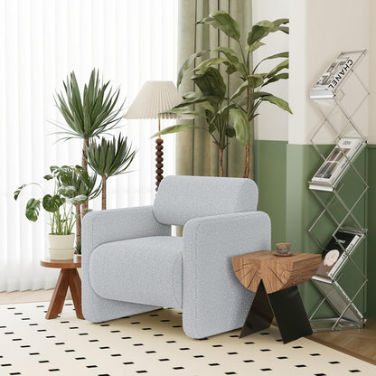 Accent Chair, Modern Boucle Fabric Armed Chair, Comfortable Single Sofa Chair for Living Room
