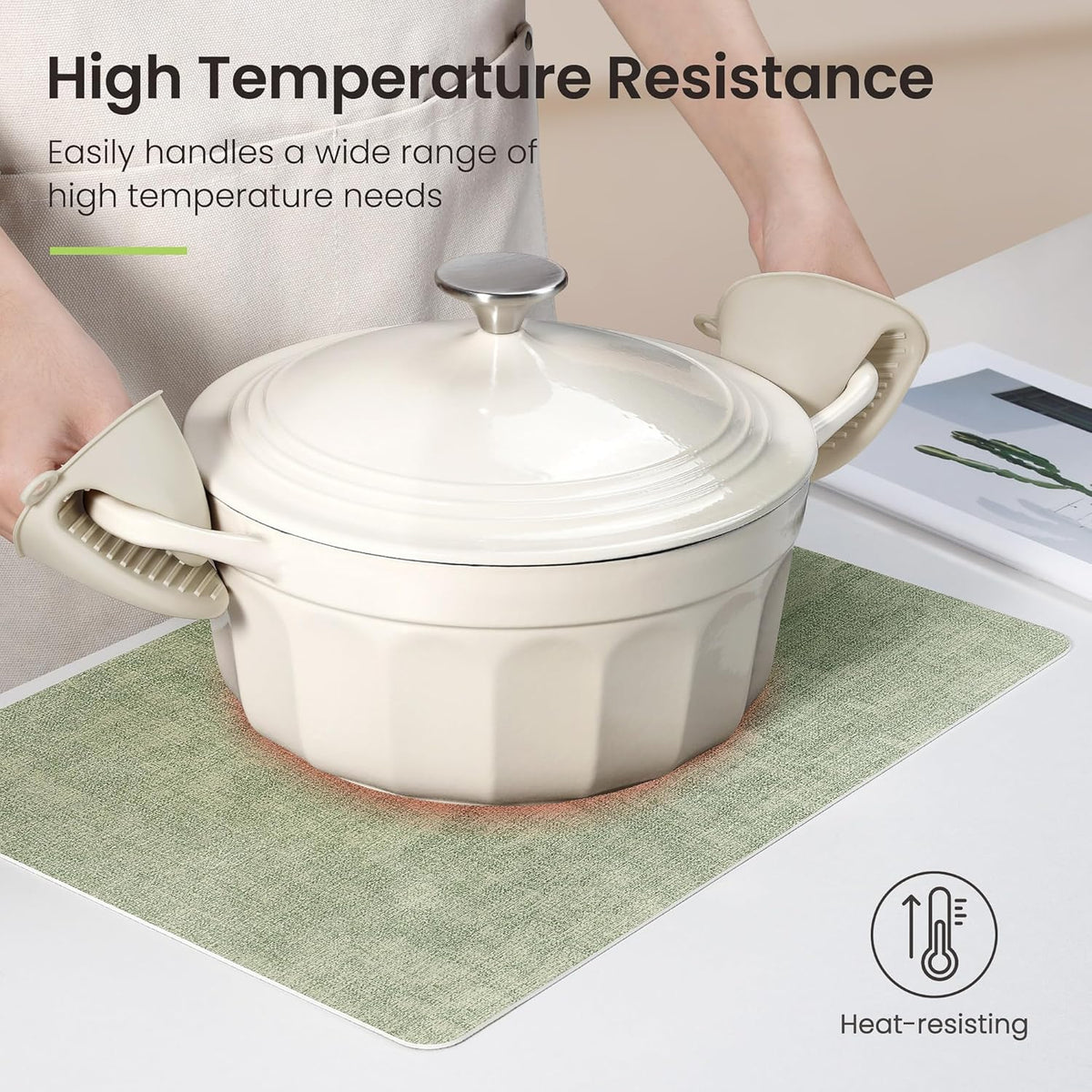 Faux Leather Dual Sided Placemats Set of 6, Square Non-Slip Heat Resistant Placemats with Coaster