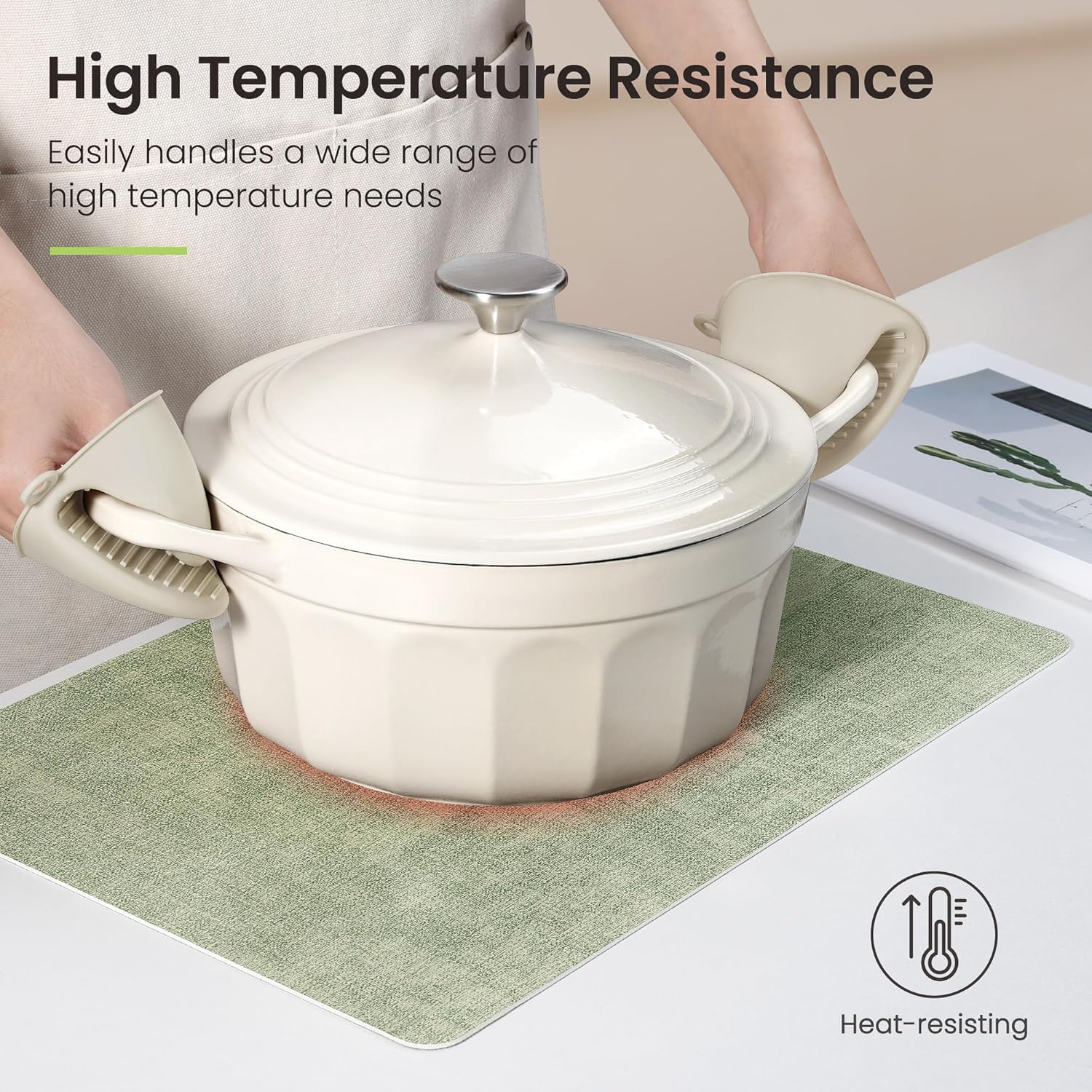 Faux Leather Dual Sided Placemats Set of 6, Square Non-Slip Heat Resistant Placemats with Coaster