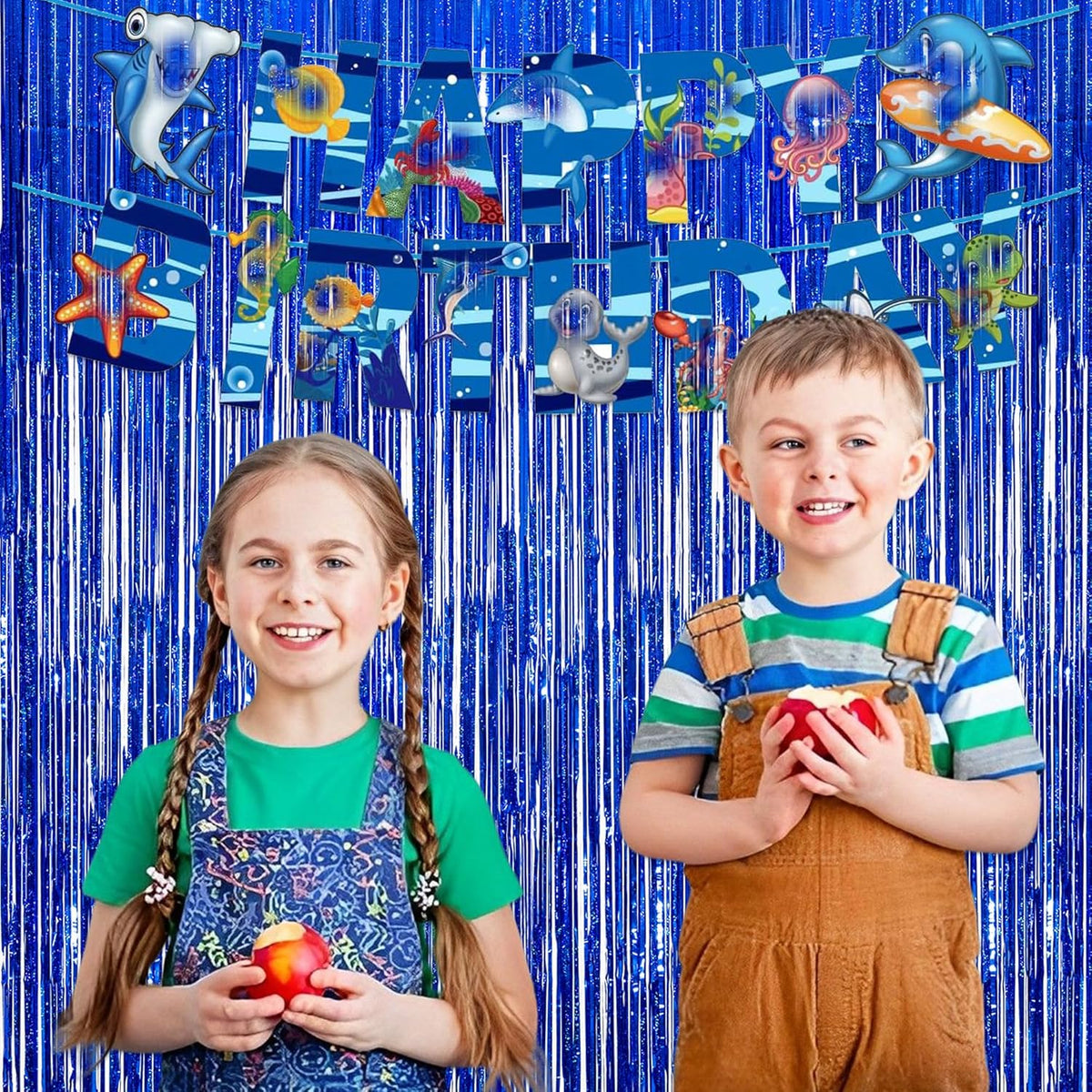 Dark Blue Tinsel Backdrop Streamers - GREATRIL Party Streamers Backdrop Foil Fringe Curtains for