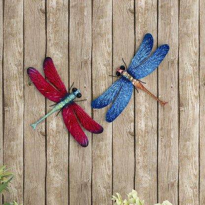 Metal Dragonfly Garden Art Decorations,-17.5 inches Outdoor Hanging Wall Decor Sculptures for Home
