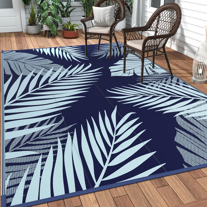 GENIMO Outdoor Rug 9' x 12' Waterproof for Patios Clearance, Reversible Outdoor Plastic Straw