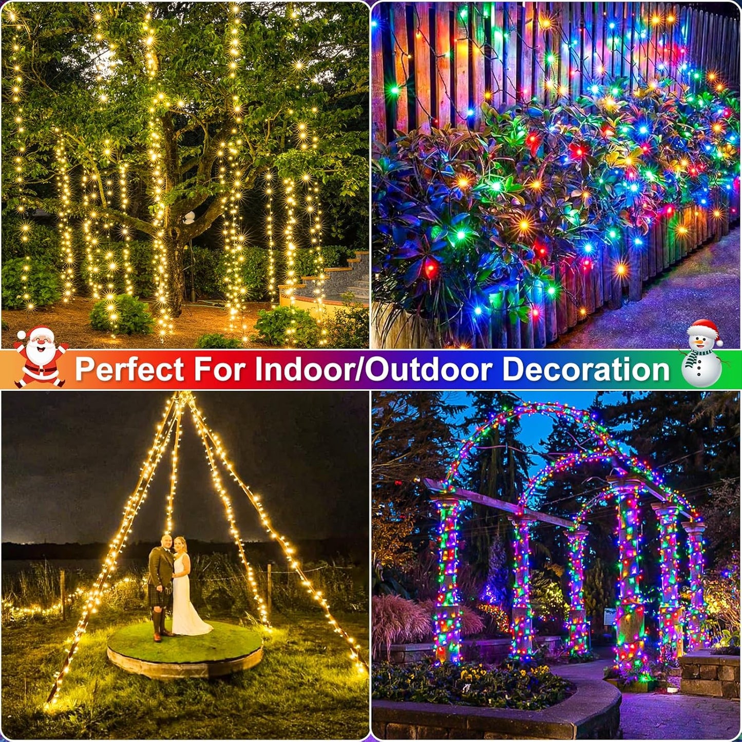 2 Pack Christmas Lights Outdoor, Total 200FT 600LED Christmas String Lights Waterproof, Green Wire