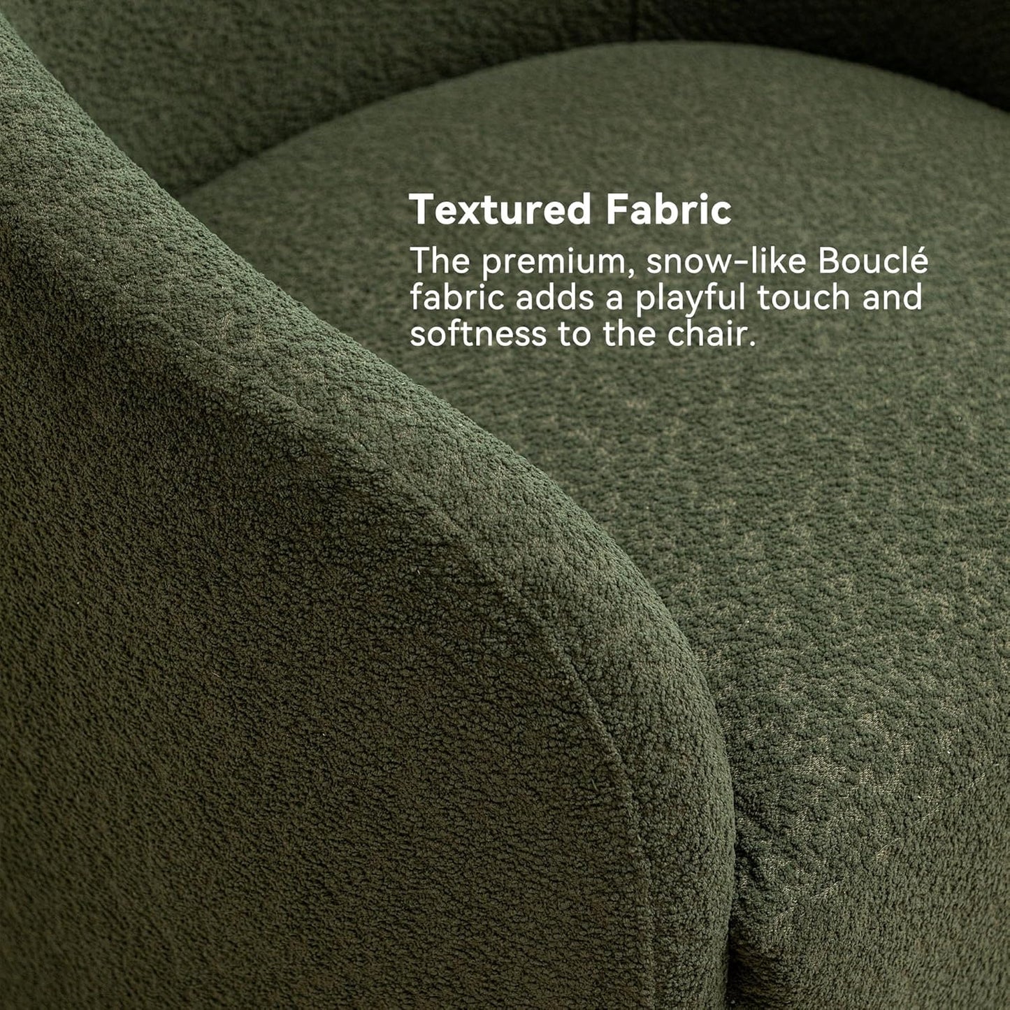 KINWELL 32" Wide Modern Boucle Swivel Barrel Chair, No Assembly Round Upholstered Swivel Accent