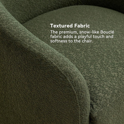 KINWELL 32" Wide Modern Boucle Swivel Barrel Chairs Set of 2, No Assembly Round Upholstered Swivel