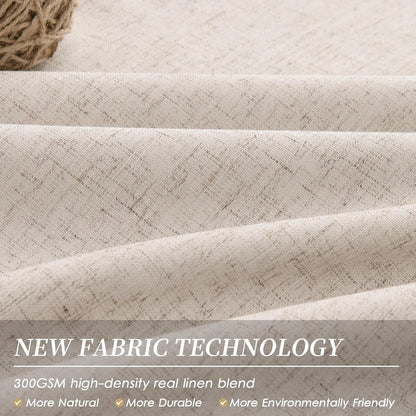 BOODII Oatmeal Linen 100% Blackout Curtains 100 Inch Extra Long Room Darkening Light Blocking