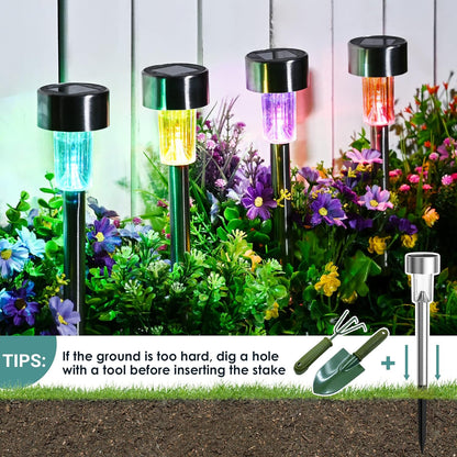 GIGALUMI Solar Lights Outdoor Waterproof, 20 Pack, Stainless Steel LED Solar Garden Lights for