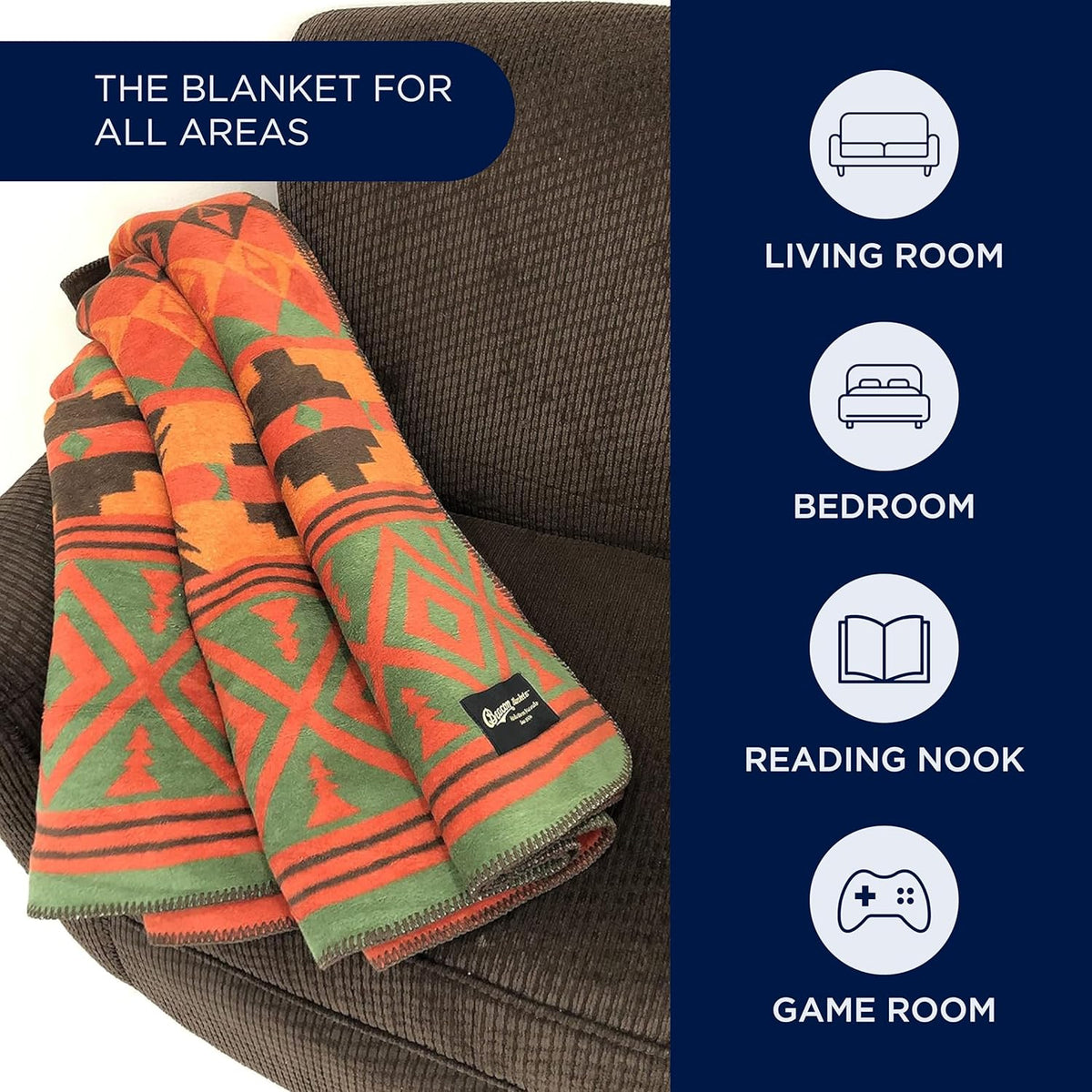 Beacon Blankets Southwestern Chief Henry Native American Design Throw - 90" x 90" Blanket Only