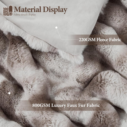 Touchat Luxury 1000GSM Rabbit Faux Fur Blanket, Super Heavy Warm Cozy Brown Blankets for Couch Bed